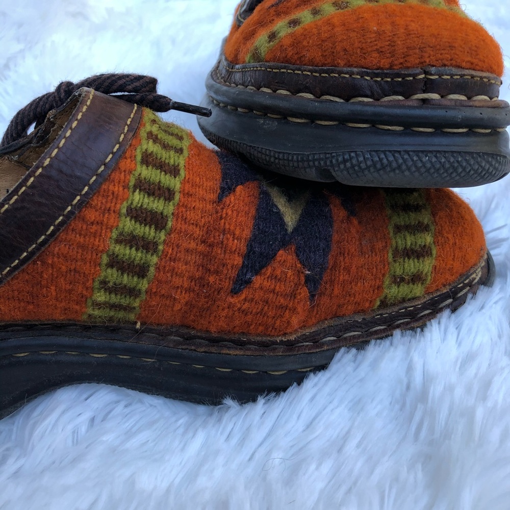 Born Aztec print wool and leather mules